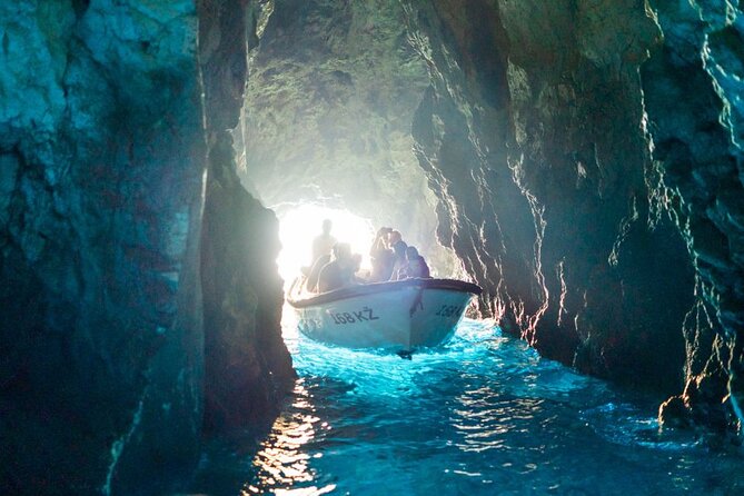Blue & Green Cave Vis Island and Pakleni Islands Private Day Trip from Hvar - The Green Cave on Ravnik: a choice between swimming and a boat entry
