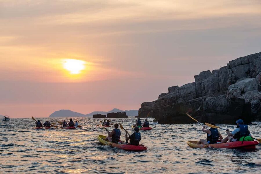 Dubrovnik: Sunset Sea Kayaking Tour - Lokrum and the view back toward the walls