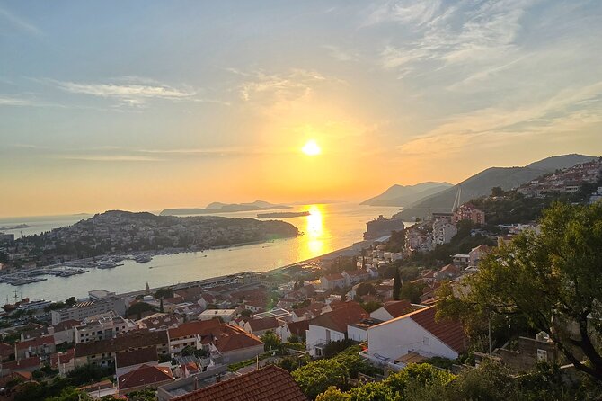 Dubrovnik Sunset Tour with Scenic Views and Local Wine - Hotel Adria viewpoint: islands, bays, and neighborhoods