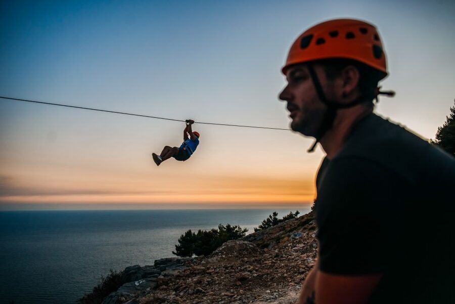 Dubrovnik: Sunset Zip Line Experience Followed by Wine - Four rides, with a useful pause on the first line