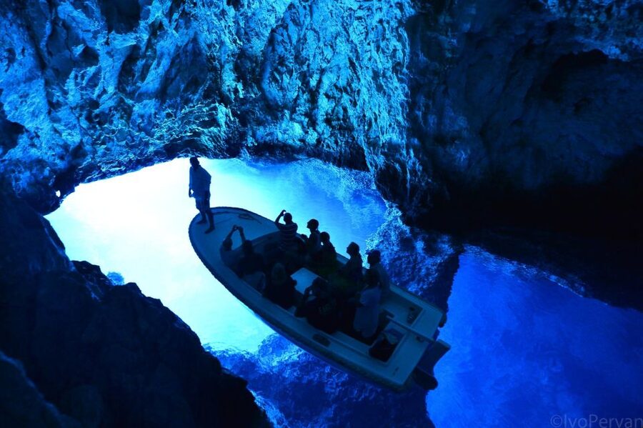 From Hvar: Blue and Green Cave Day Tour - Green Cave on Ravnik: emerald light and a swim