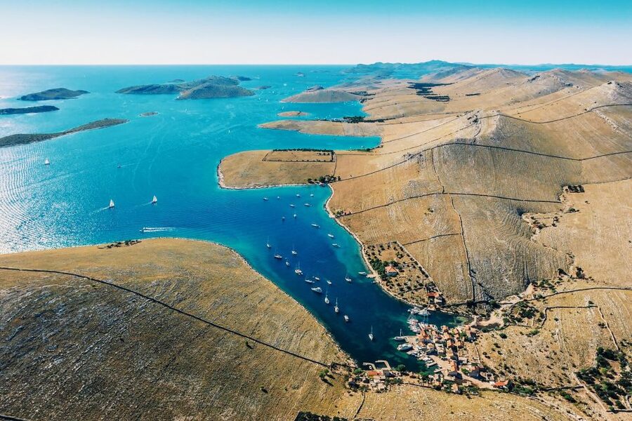 From Sinj: 1.5-Hour Private Flight over Kornati & Šibenik - Šibenik and the turn toward the Kornati islands