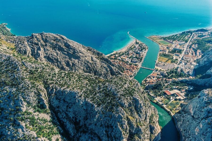 From Sinj: Flight Over Imotski, Trilj, Omiš, and Split - Along the coast toward Split