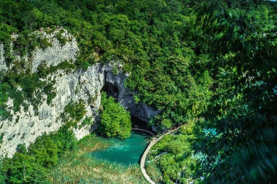 From Split or Trogir: Plitvice Lakes Trip with Entry Ticket - The park train brings you back toward the start
