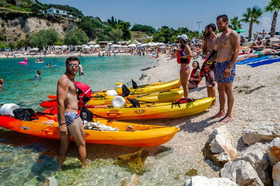 From Split: Sea Kayaking Tour - Kasjuni Beach: swimming, snorkeling, and cliff jumping