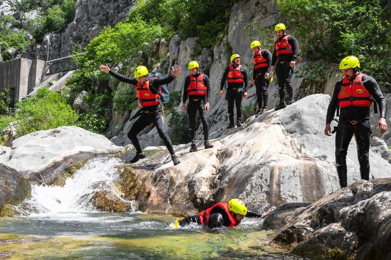 From Split/Šestanovac: Canyoning on Cetina River - Getting fitted with a wetsuit and safety gear