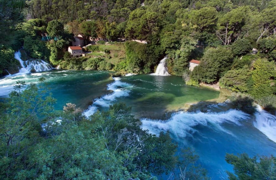 From Split & Trogir: Krka Waterfalls and Primošten - The old mills at the Ethno village