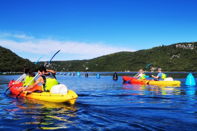 Kayaking Experience in Lim Bay Sea in The Croatian Fjord - A small beach break in the middle of the bay