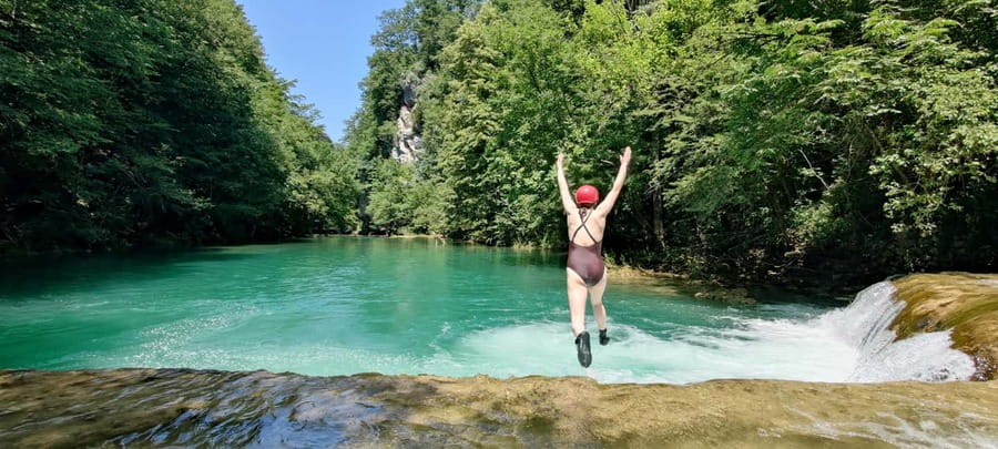 Kayaking Mreznica Waterfalls in Natural Monument - Paddling through the canyon and over the falls