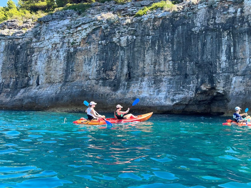 Pula: Kayak Adventure with Cave & Island Snorkeling - Passing Fratarski Otok and the cliff-jump option