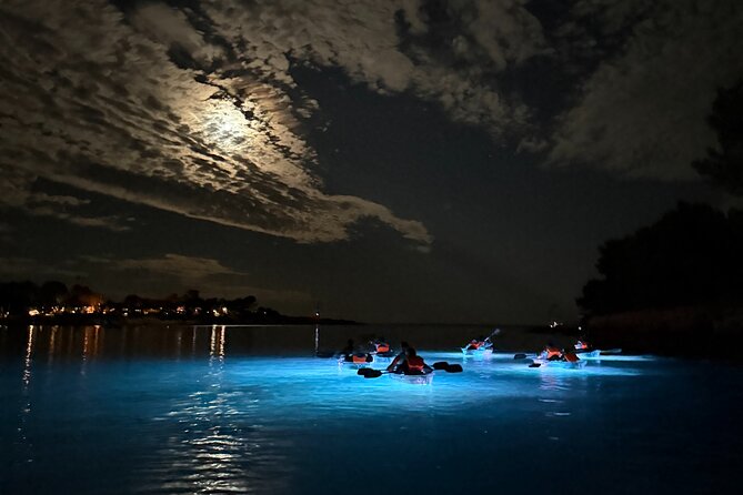 Pula: Sunset/Night-time Illuminated Transparent Kayak Tour - Entering the illuminated cave