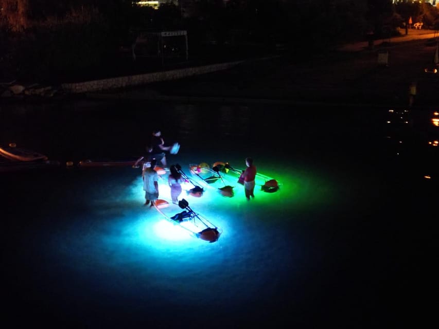 Rab: Night adventures illuminated transparent kayaks - Starting at sandy Mel Beach in Lopar
