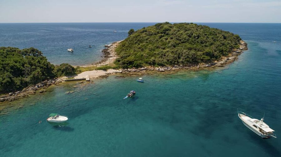 Rovinj or Vrsar: Lim Fjord & Rovinj islands Speedboat Tour - Figarola Island, a local-style swimming stop