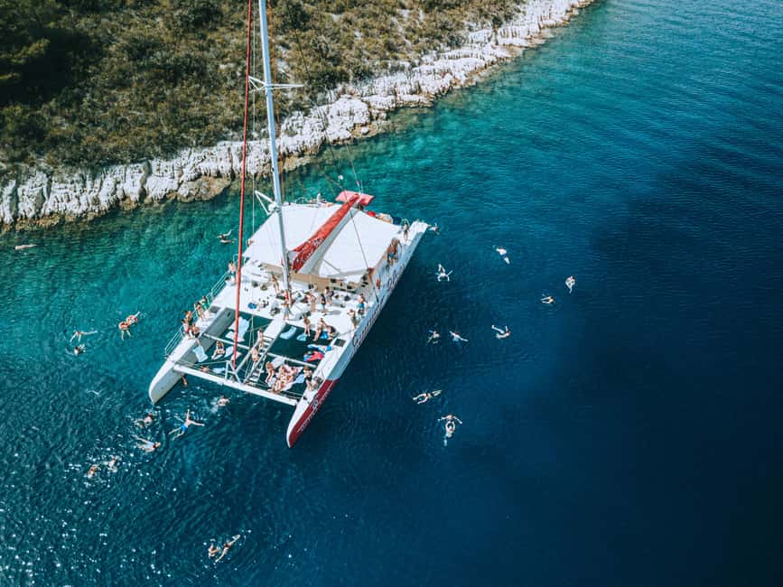 Split: Blue Lagoon & Trogir Boat Tour with Lunch and Drinks - Setting sail from Split on a mega catamaran