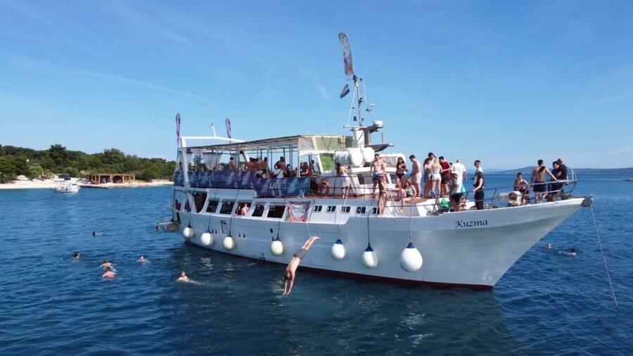 Split: Captain’s Boat Party – Blue Lagoon, DJ & Free Shots - The return cruise past Split’s famous beaches