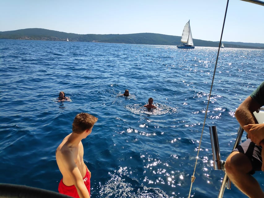 Split: Half Day Sailing Tour with Swim Stop, Snacks and Wine - Wine, cheese, and prosciutto on deck