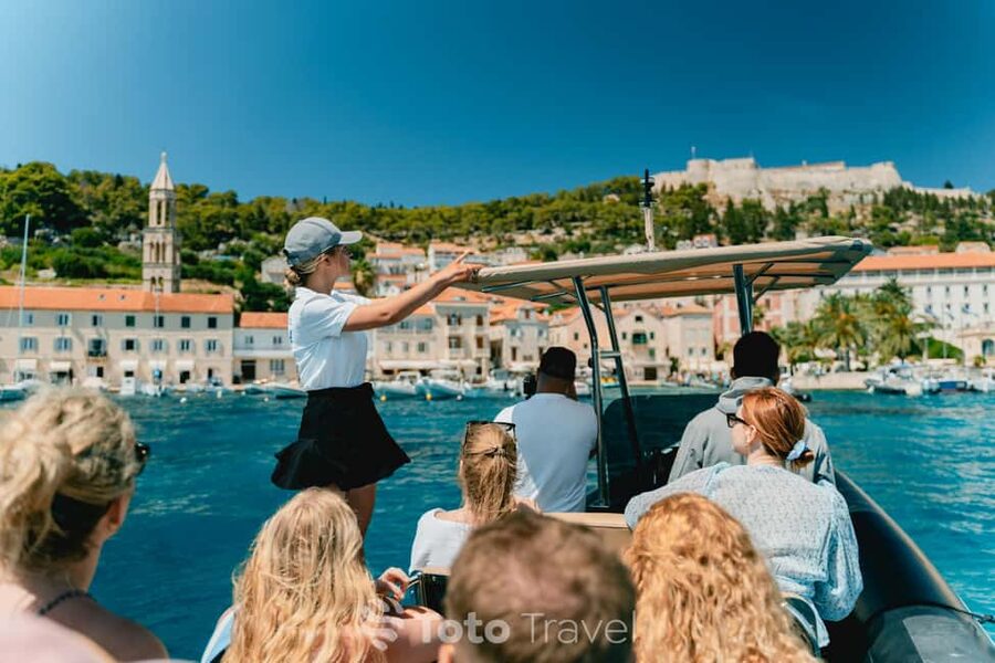 Split/Podstrana: Blue Cave, Hvar & 6 Islands Speedboat Trip - Pakleni Islands lead into Hvar Town