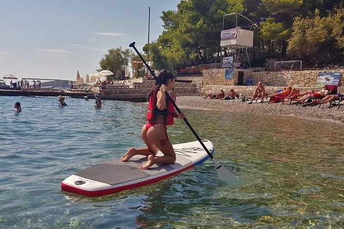 Stand Up Paddle (SUP) board rental - Paddling toward Hvar’s coastal cliffs