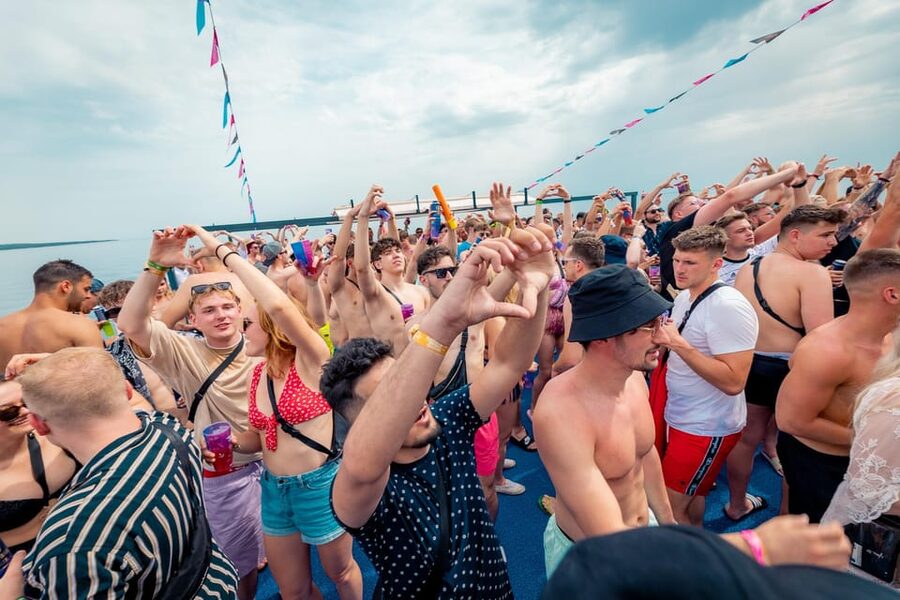 Zrce: Novalja Boat Party Booze Cruise - Sunset atmosphere and the VIP area